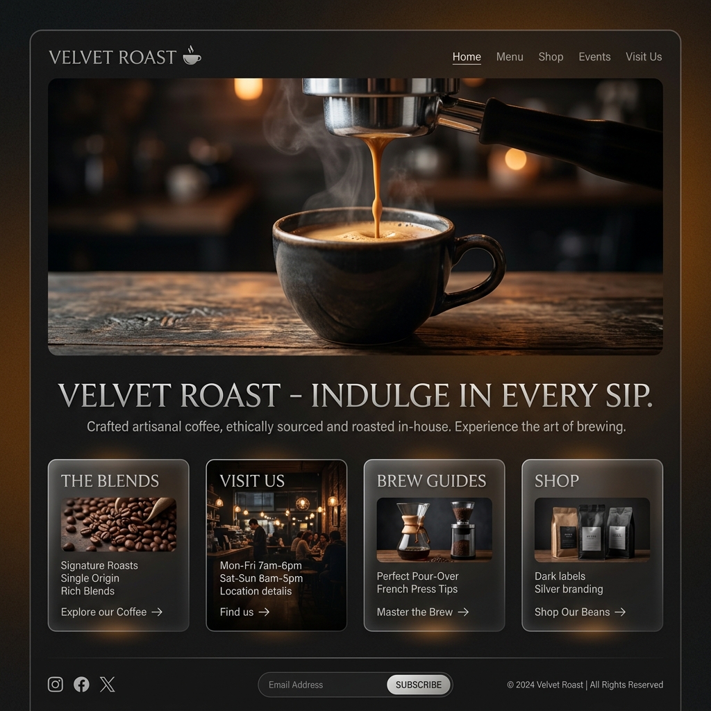Velvet Roast Coffee Shop Mockup